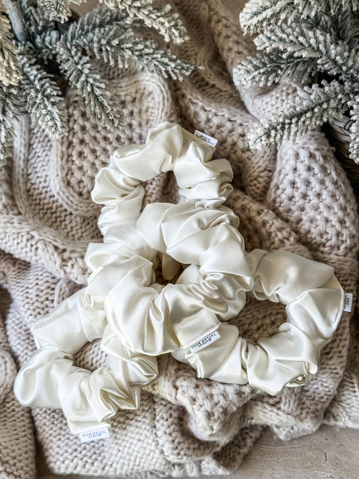 Ivory Satin Scrunchie