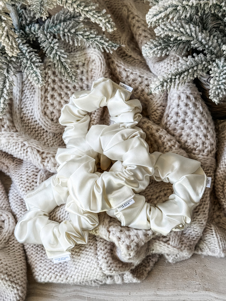 Ivory Satin Scrunchie