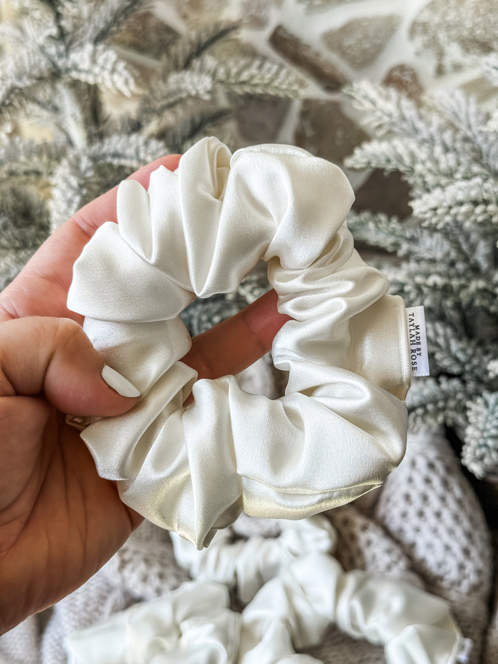 Ivory Satin Scrunchie