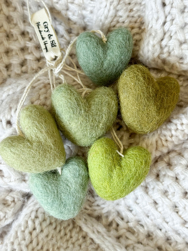 Gry & Sif Mini Hearts Green 6pk