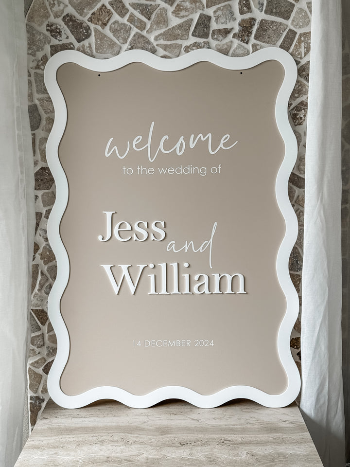 Wavy Rectangle with Boarder Acrylic Welcome Sign