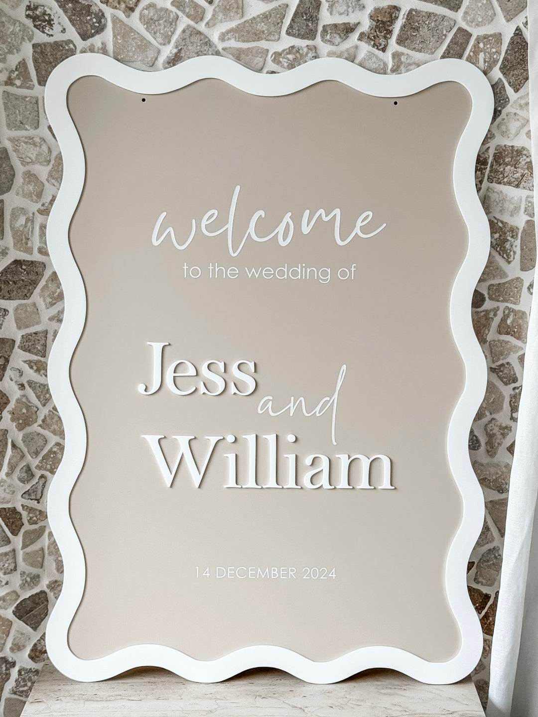 Wavy Rectangle with Boarder Acrylic Welcome Sign
