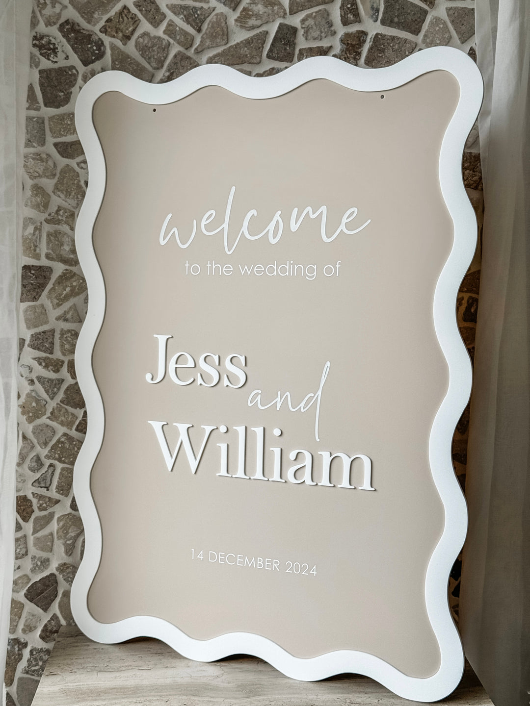 Wavy Rectangle with Boarder Acrylic Welcome Sign