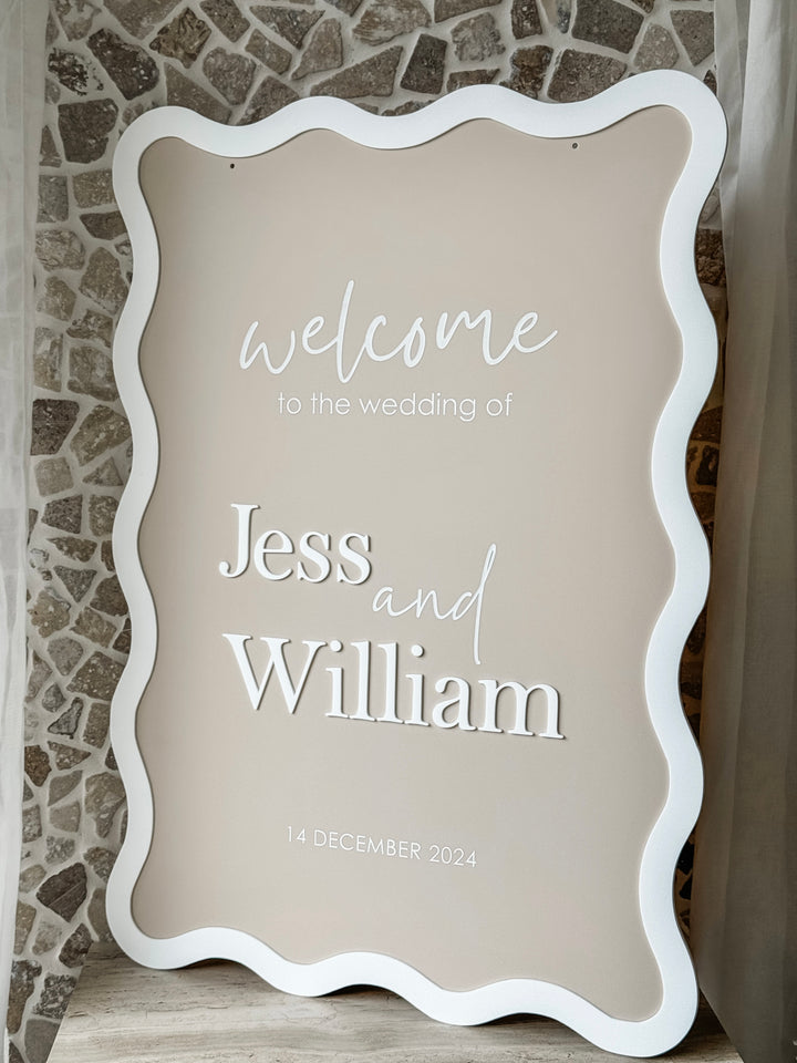 Wavy Rectangle with Boarder Acrylic Welcome Sign