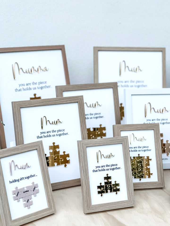 "Mum, you are the piece that holds us together" Puzzle Frame