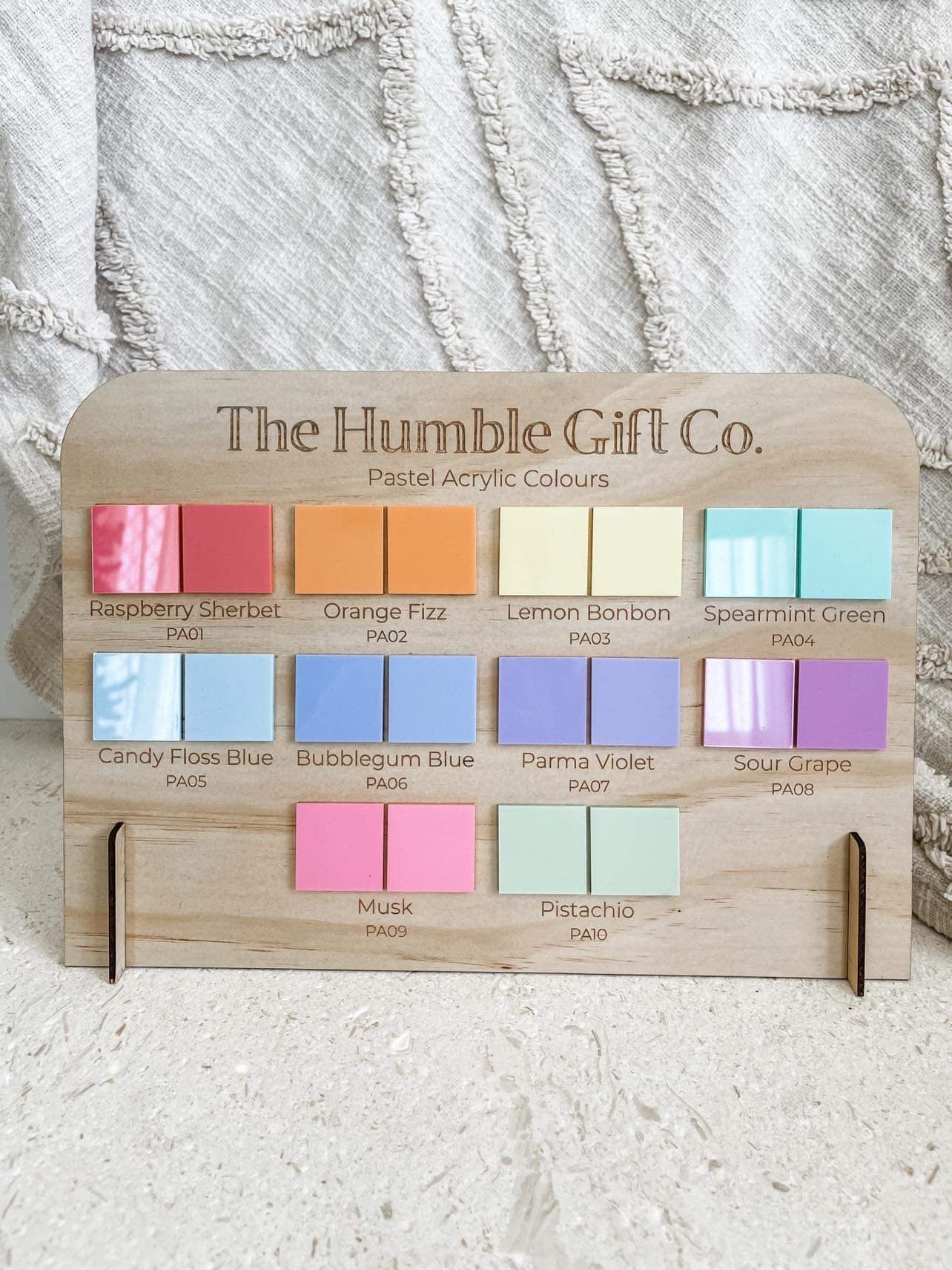 Pastel acrylic colour samples