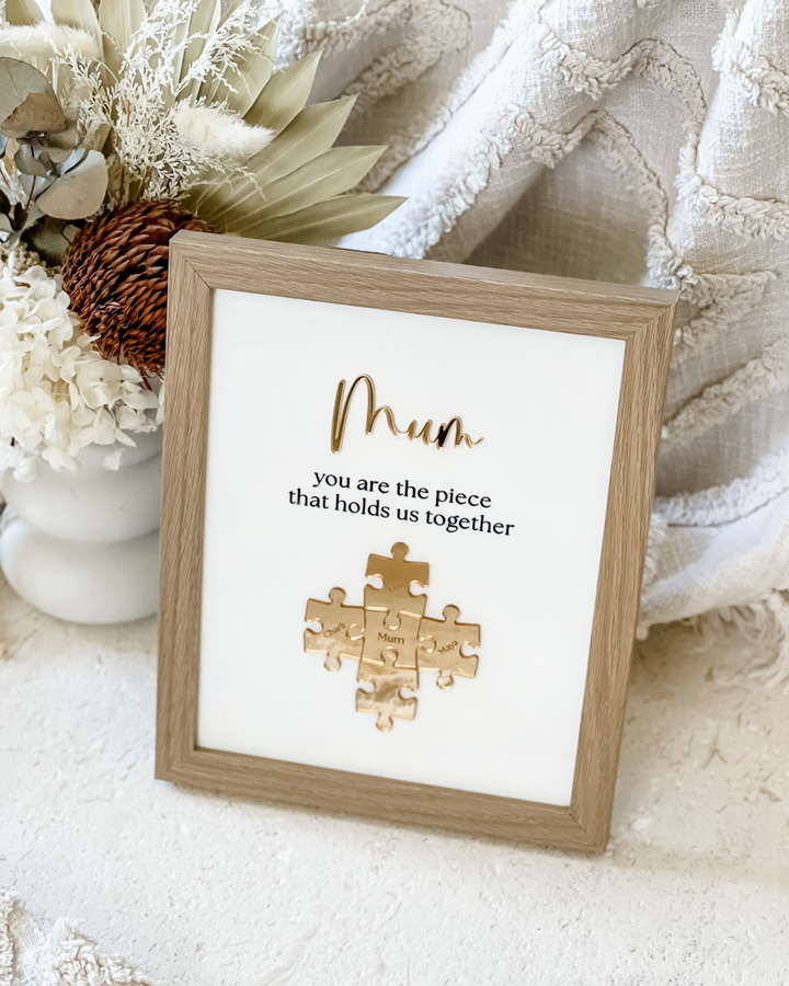 "Mum, you are the piece that holds us together" Puzzle Frame