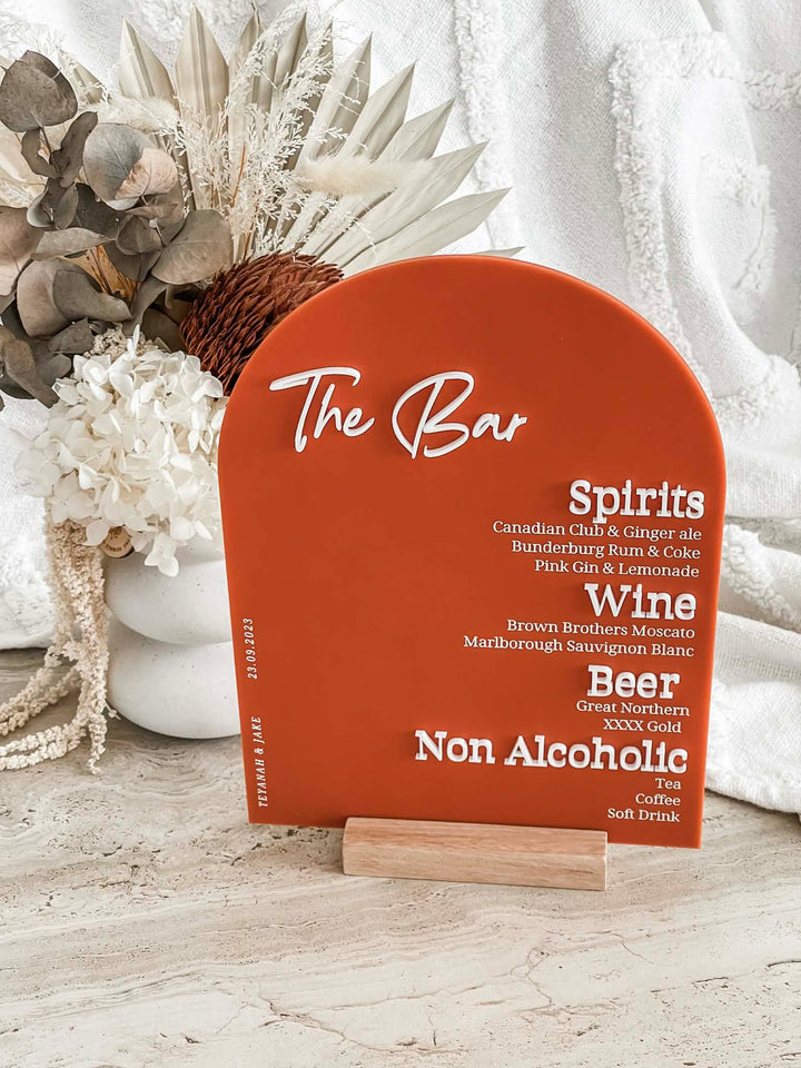 Acrylic Arch Bar Menu