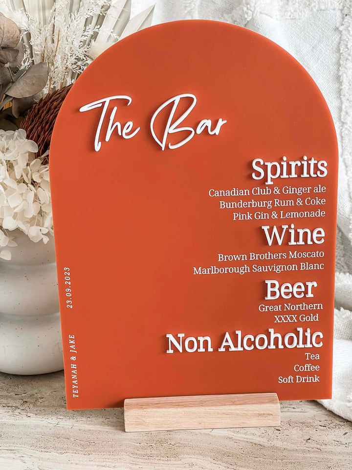 Acrylic Arch Bar Menu
