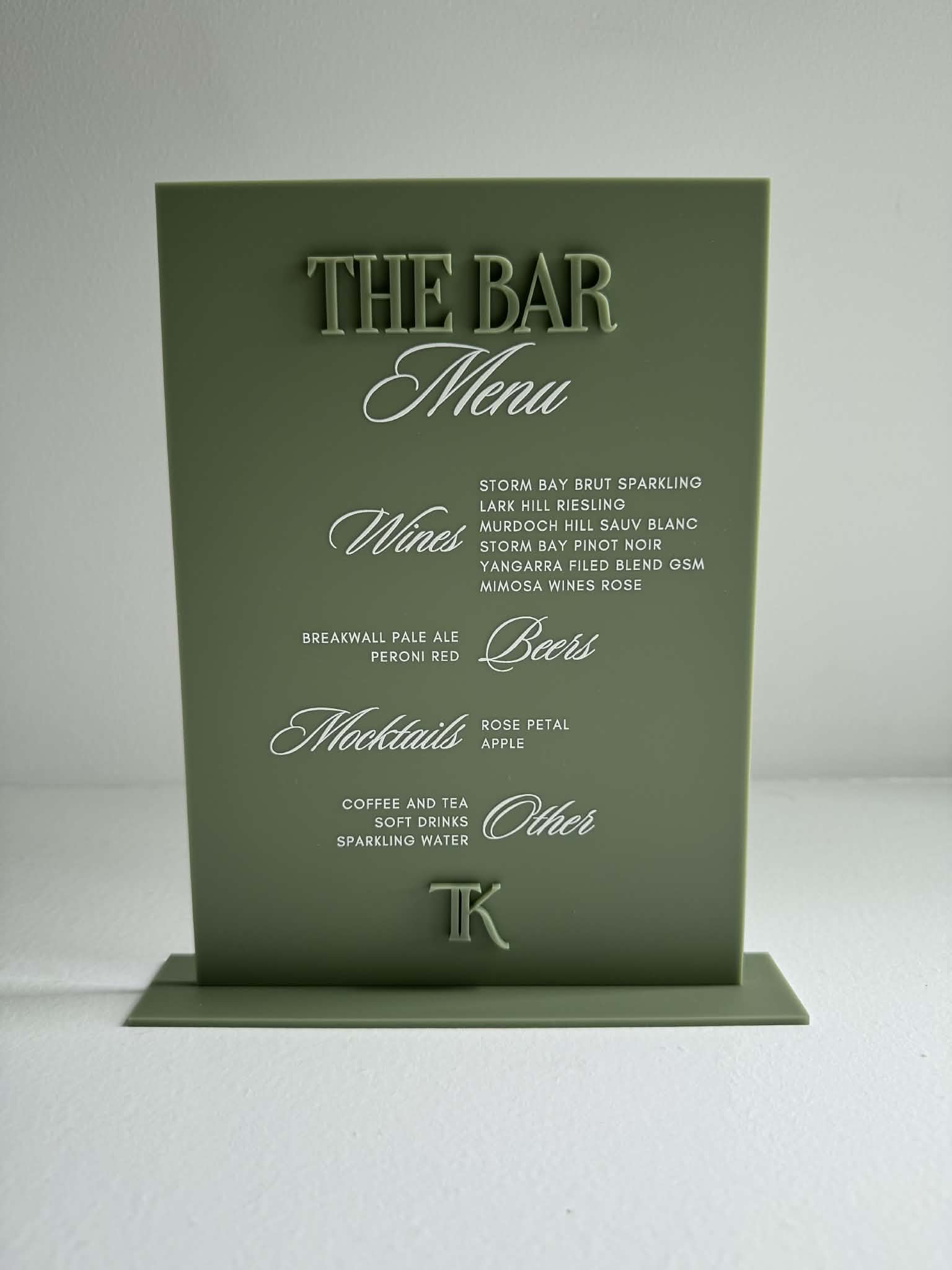 The Bar with Monogram - Acrylic Drinks Menu | Bar Menu – The Humble ...