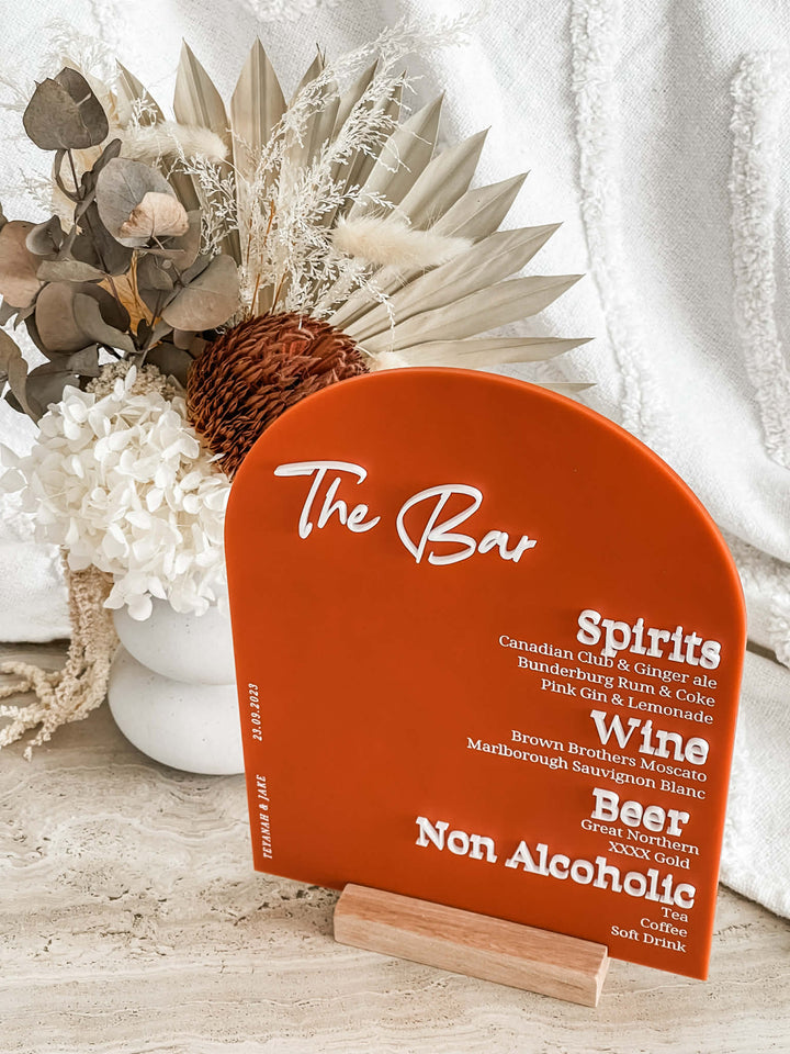 Acrylic Arch Bar Menu