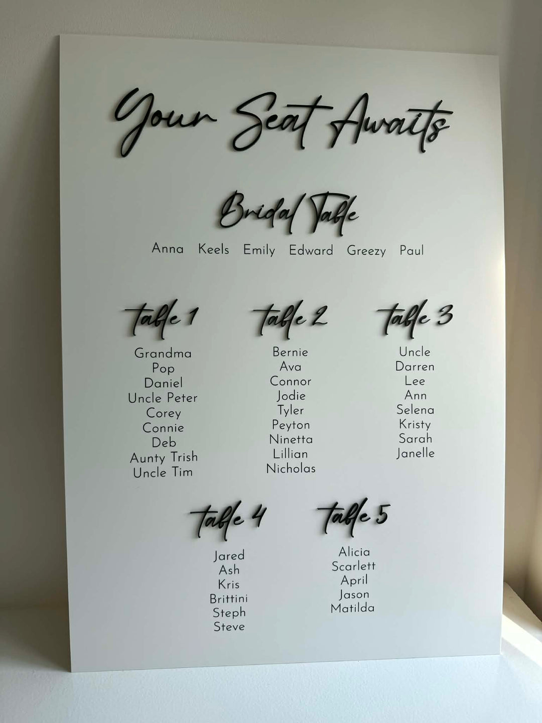 Rectangle Seating Chart - Script