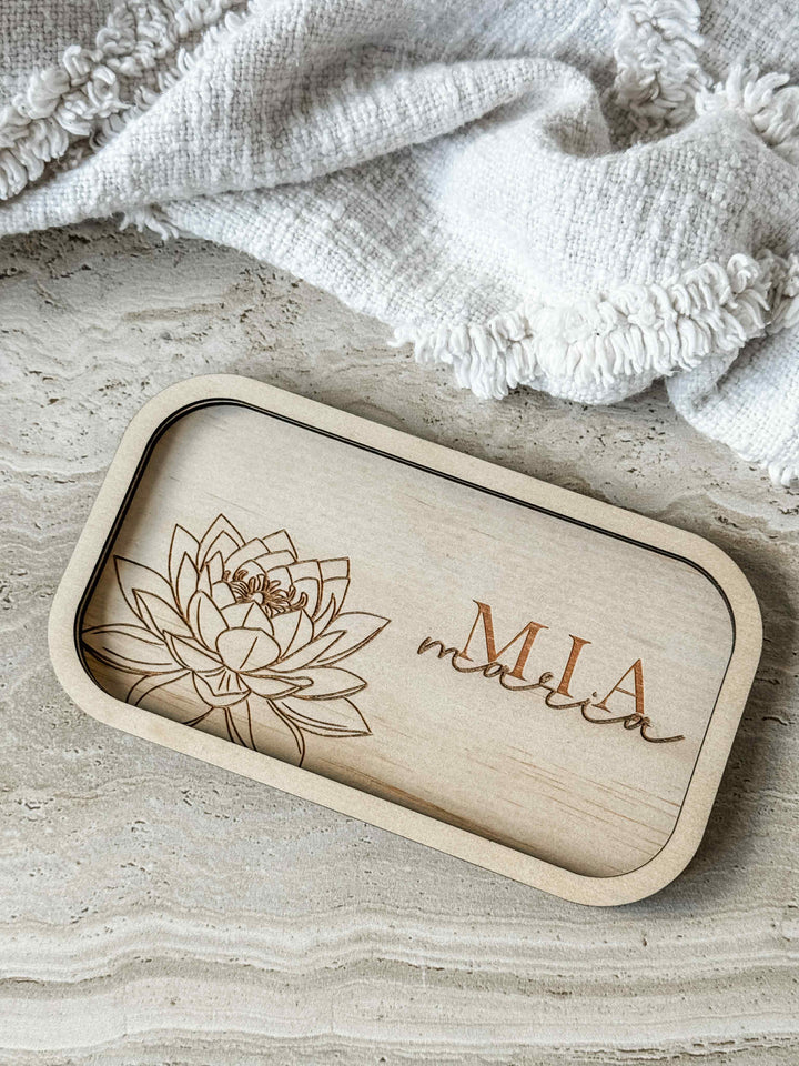 Wooden Flower Trinket Tray