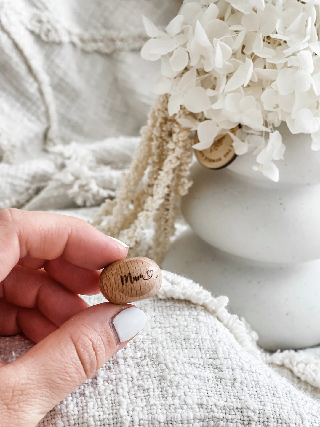 Engraved wooden bead