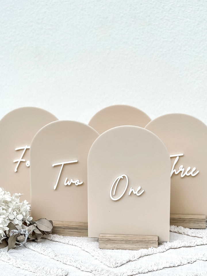 Acrylic Arch Table Numbers - The Humble Gift Co.