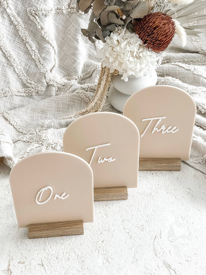 Acrylic Arch Table Numbers - The Humble Gift Co.