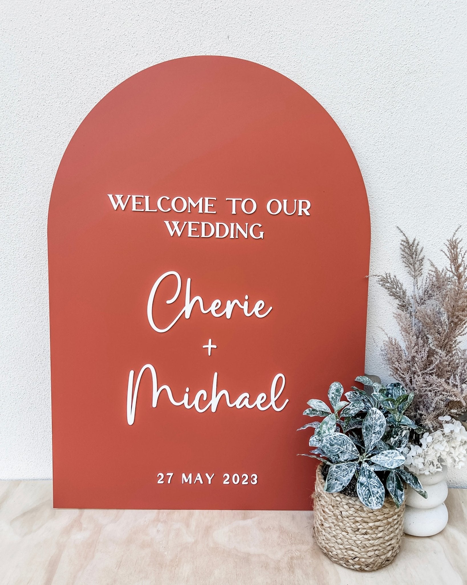 Acrylic Arch Welcome Sign - Style 3 - The Humble Gift Co.