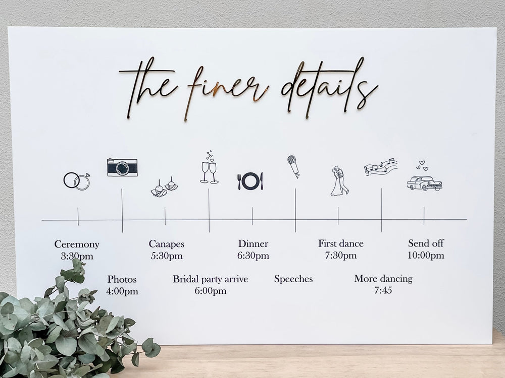 Acrylic Wedding Timeline - The Humble Gift Co.