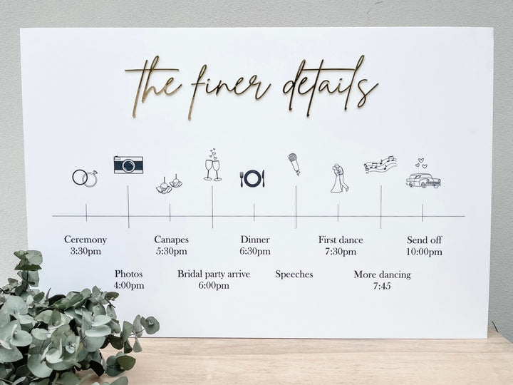 Acrylic Wedding Timeline - The Humble Gift Co.