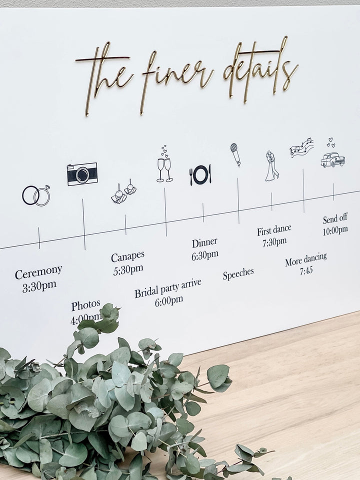 Acrylic Wedding Timeline - The Humble Gift Co.