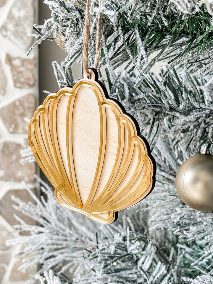 Beach Ornament - Golden Clam Shell - The Humble Gift Co.