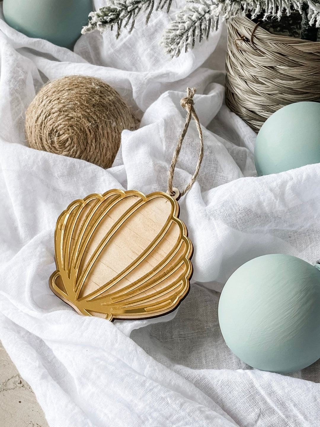 Beach Ornament - Golden Clam Shell - The Humble Gift Co.