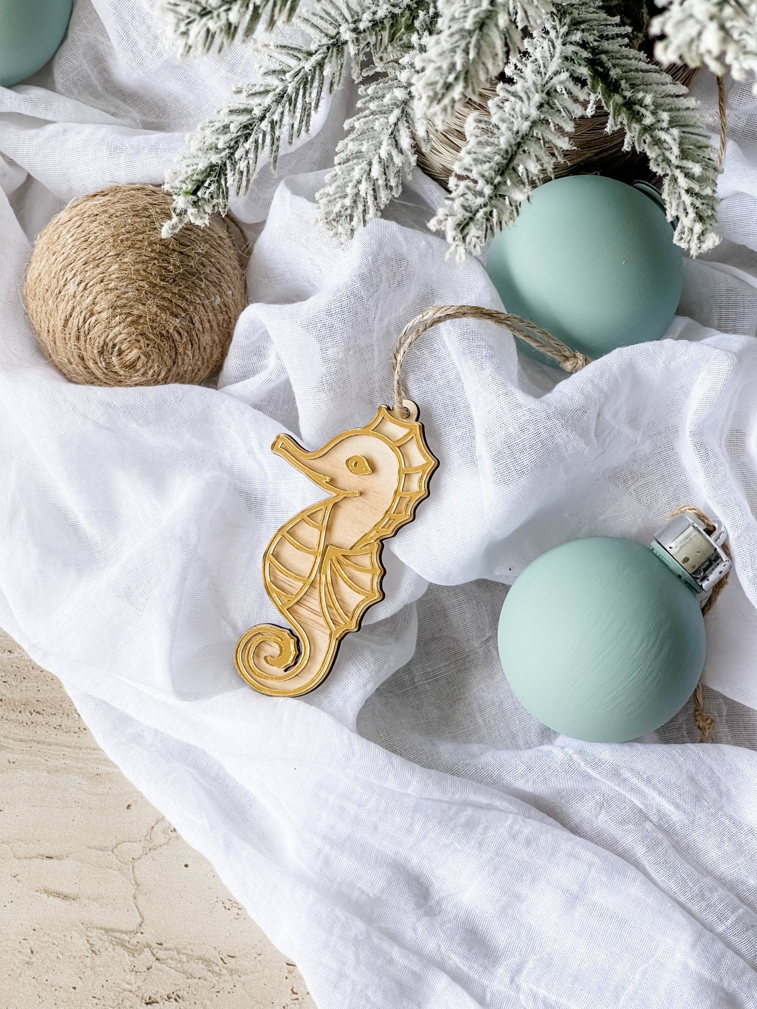 Beach Ornament - Golden Seahorse - The Humble Gift Co.