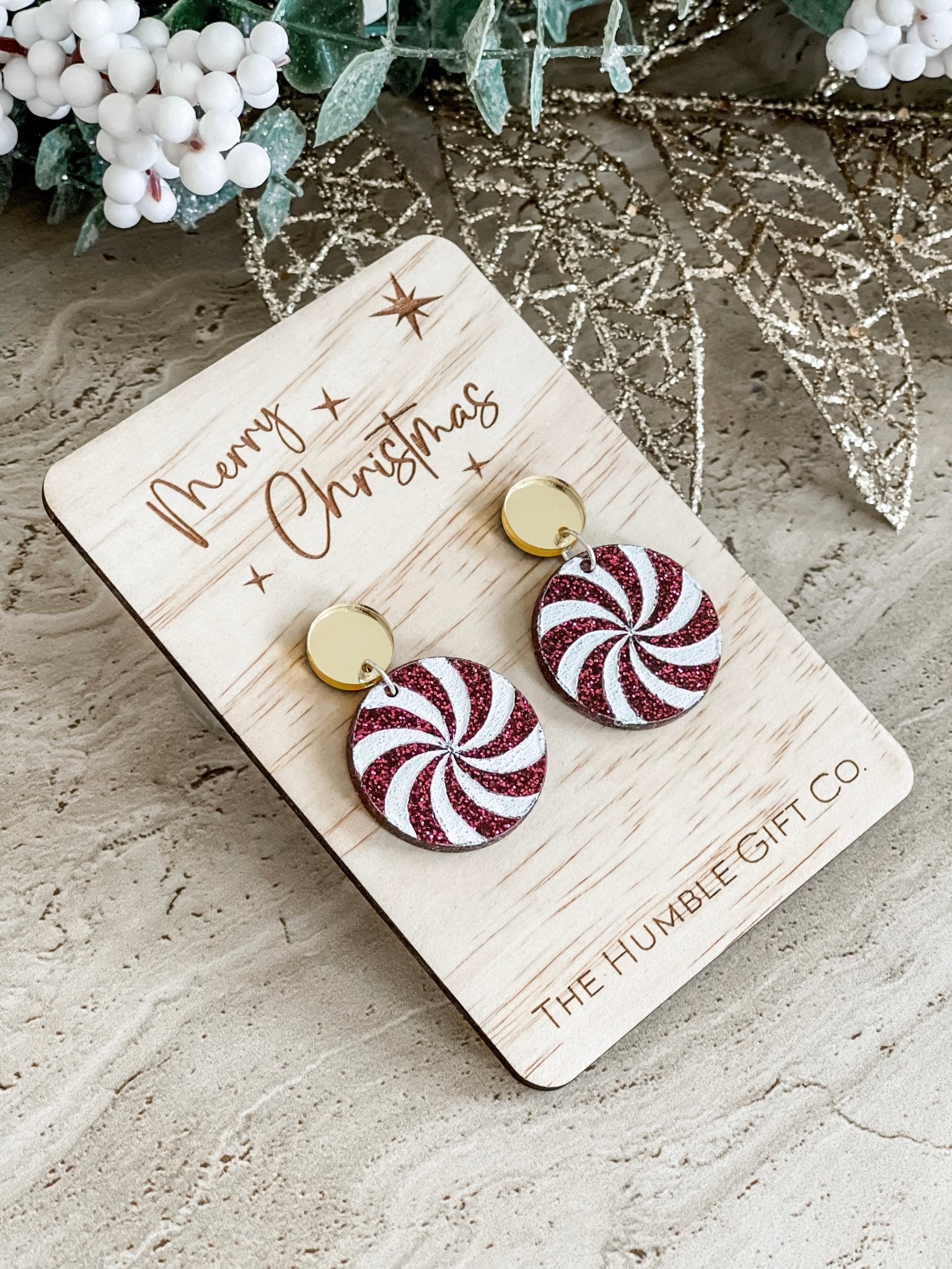 Christmas Mint Earrings - Gold - The Humble Gift Co.