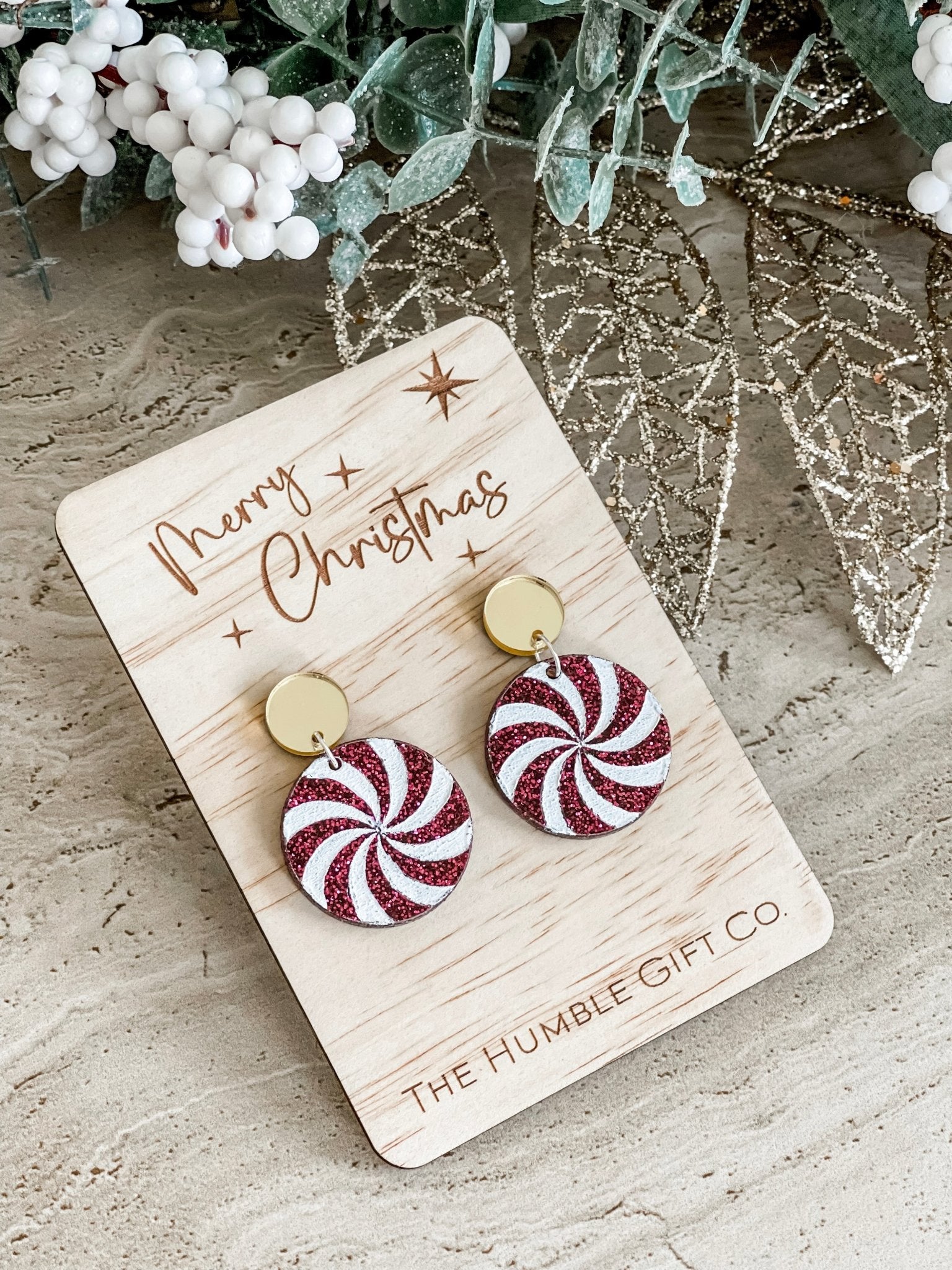 Christmas Mint Earrings - Gold - The Humble Gift Co.