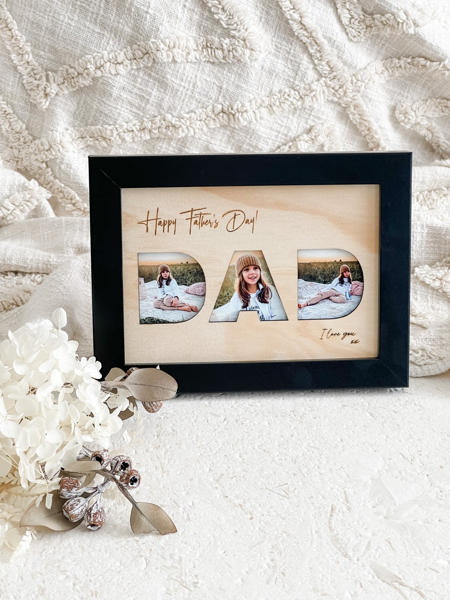 DAD Collage Photo Frame with Wooden Insert - The Humble Gift Co.