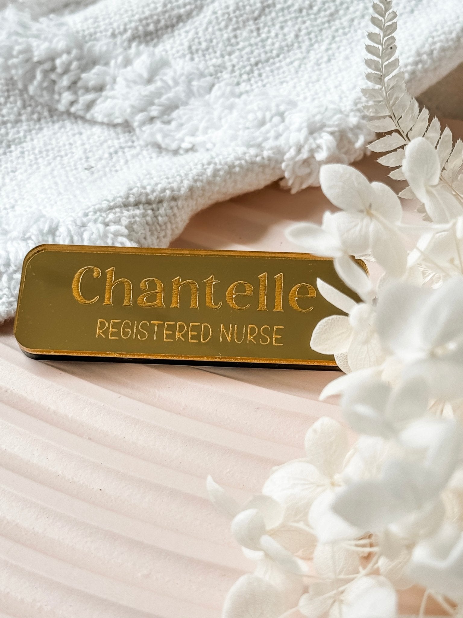 Engraved Name Badge with Occupation - Mirror Acrylic - The Humble Gift Co.