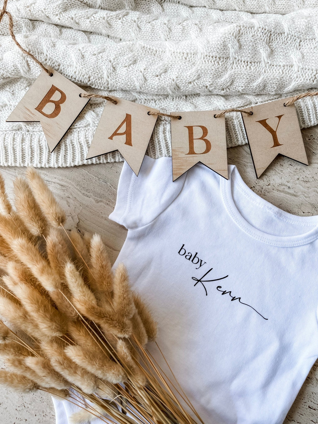 Engraved Wooden 'Baby' Bunting - The Humble Gift Co.