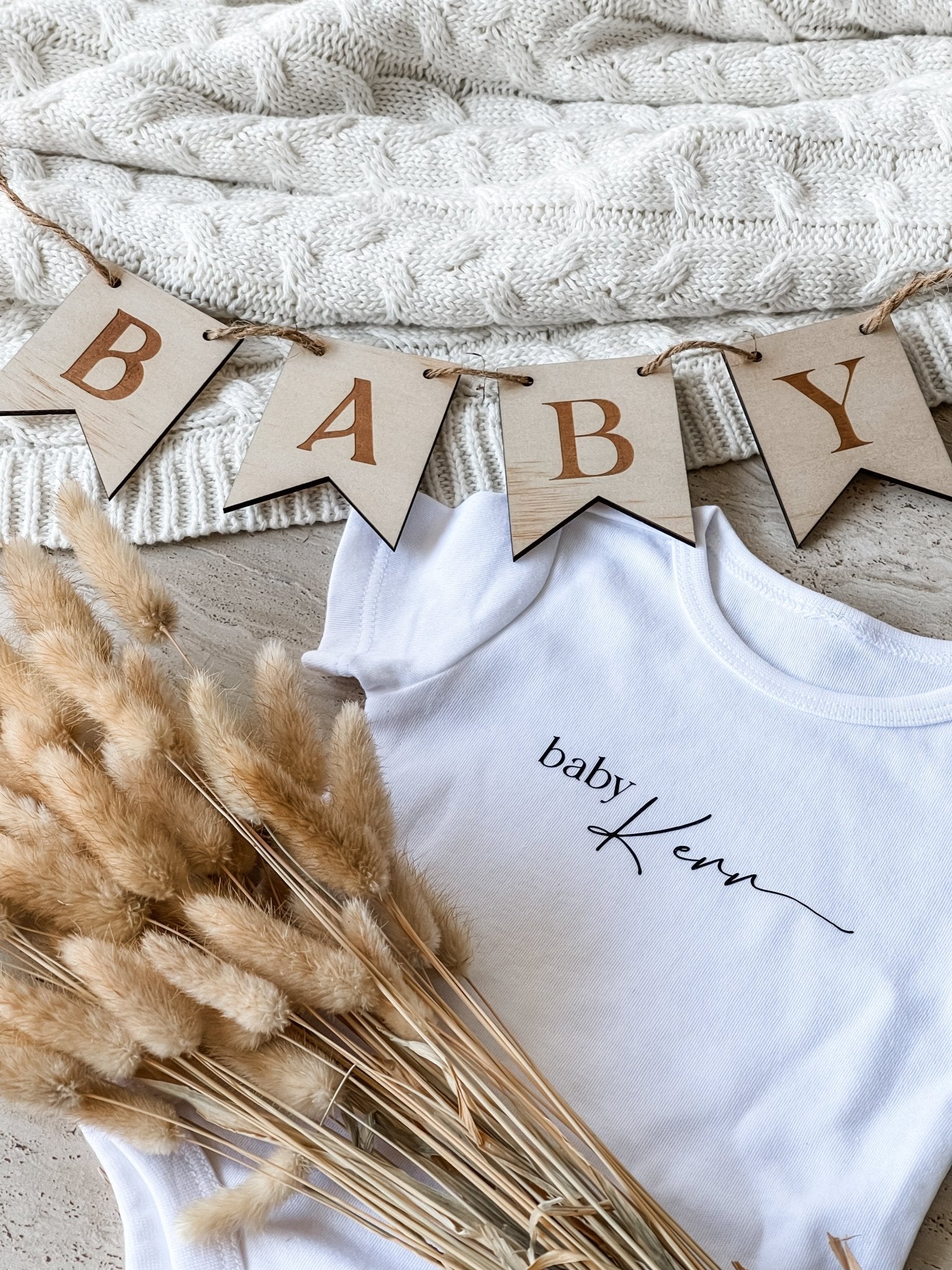 Engraved Wooden 'Baby' Bunting - The Humble Gift Co.