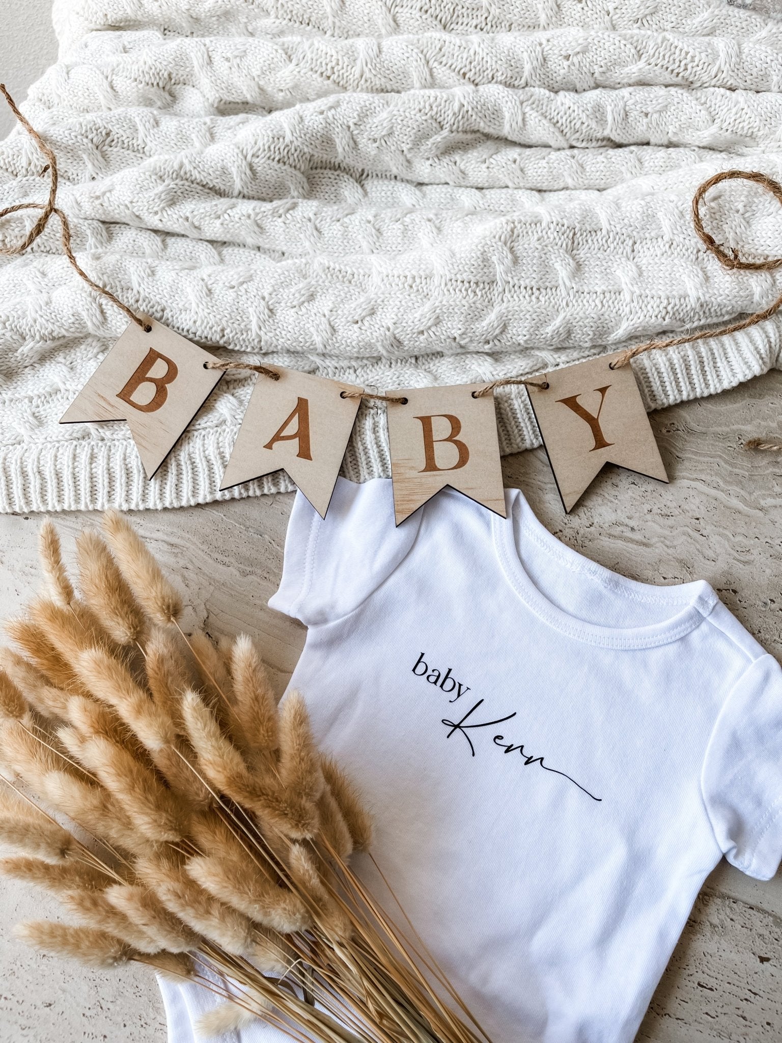Engraved Wooden 'Baby' Bunting - The Humble Gift Co.