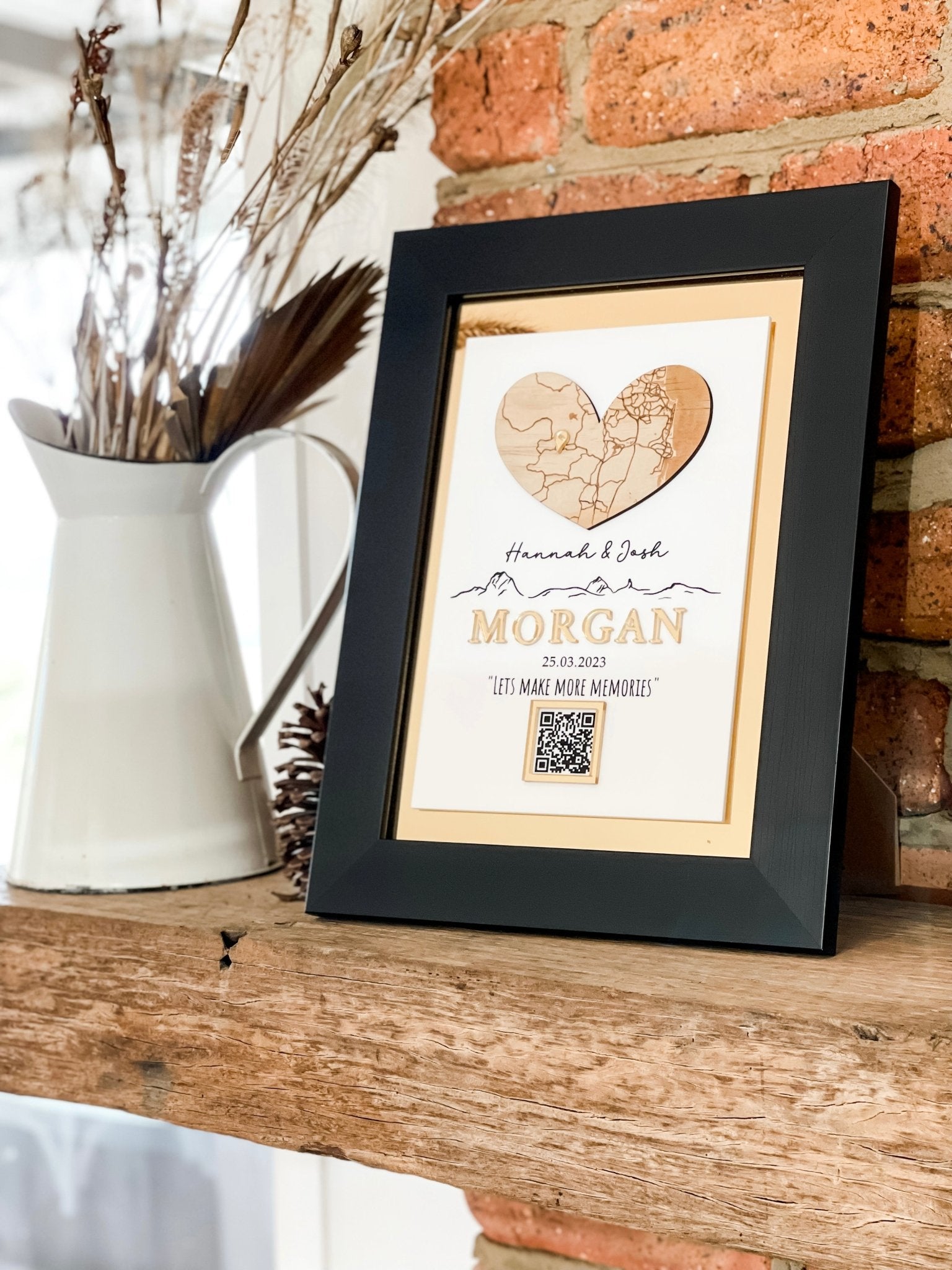 Framed Love Map with Gold Features - The Humble Gift Co.