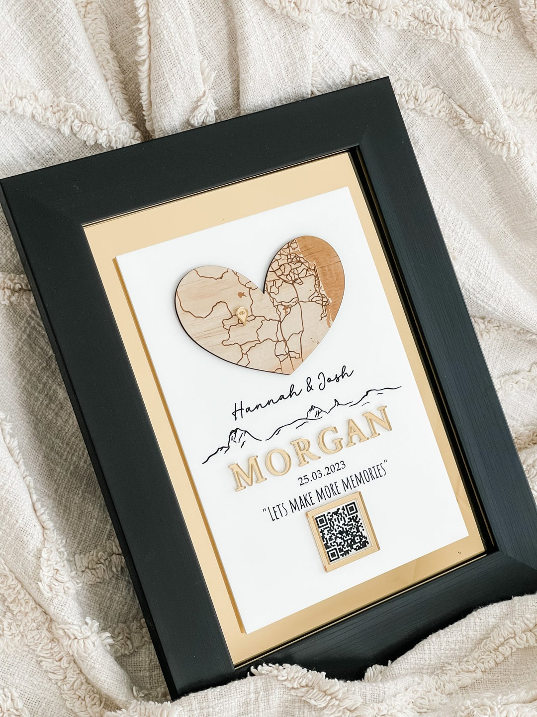 Framed Love Map with Gold Features - The Humble Gift Co.