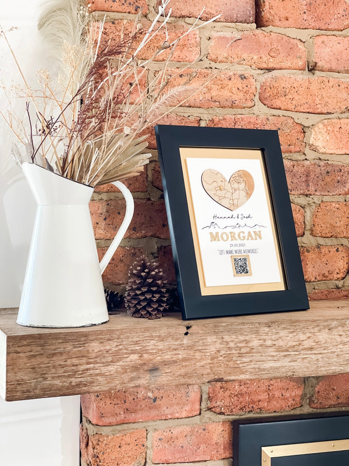 Framed Love Map with Gold Features - The Humble Gift Co.