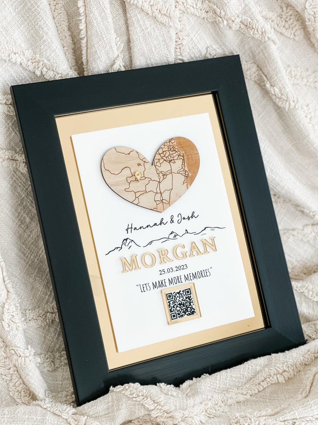 Framed Love Map with Gold Features - The Humble Gift Co.