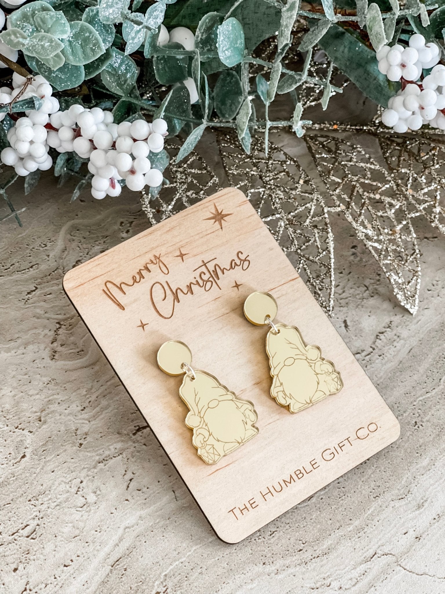 Gnome with a Lantern Christmas Earrings - The Humble Gift Co.