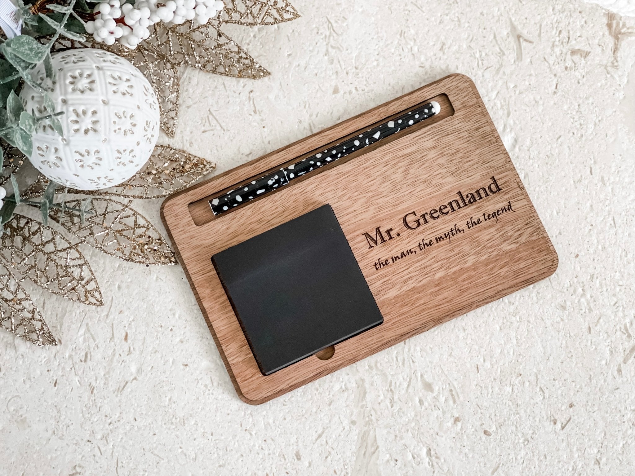 Hardwood Notepad and Pen Holder - The Humble Gift Co.