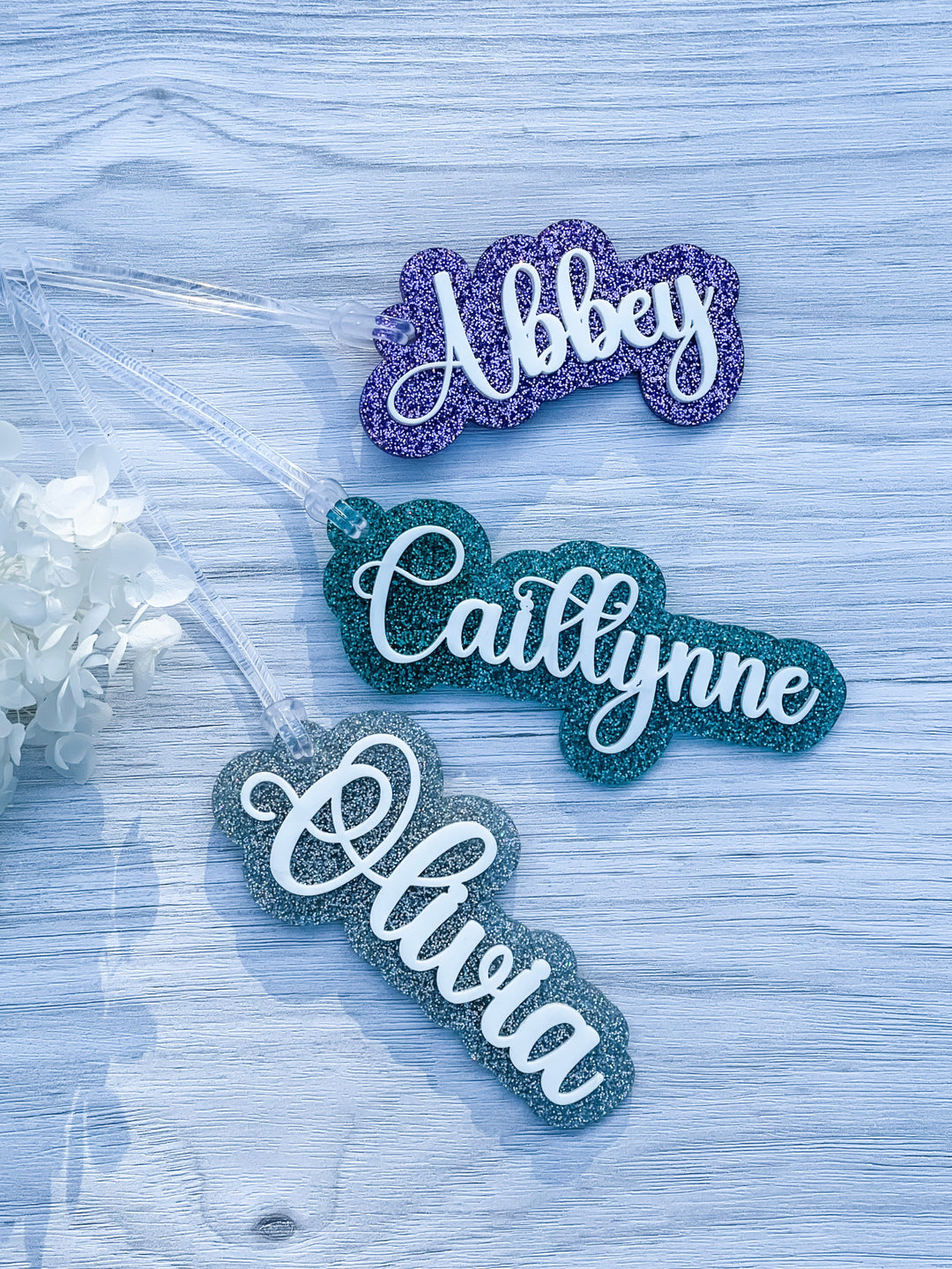 Layered Acrylic Bag Tags - Cursive Font Style