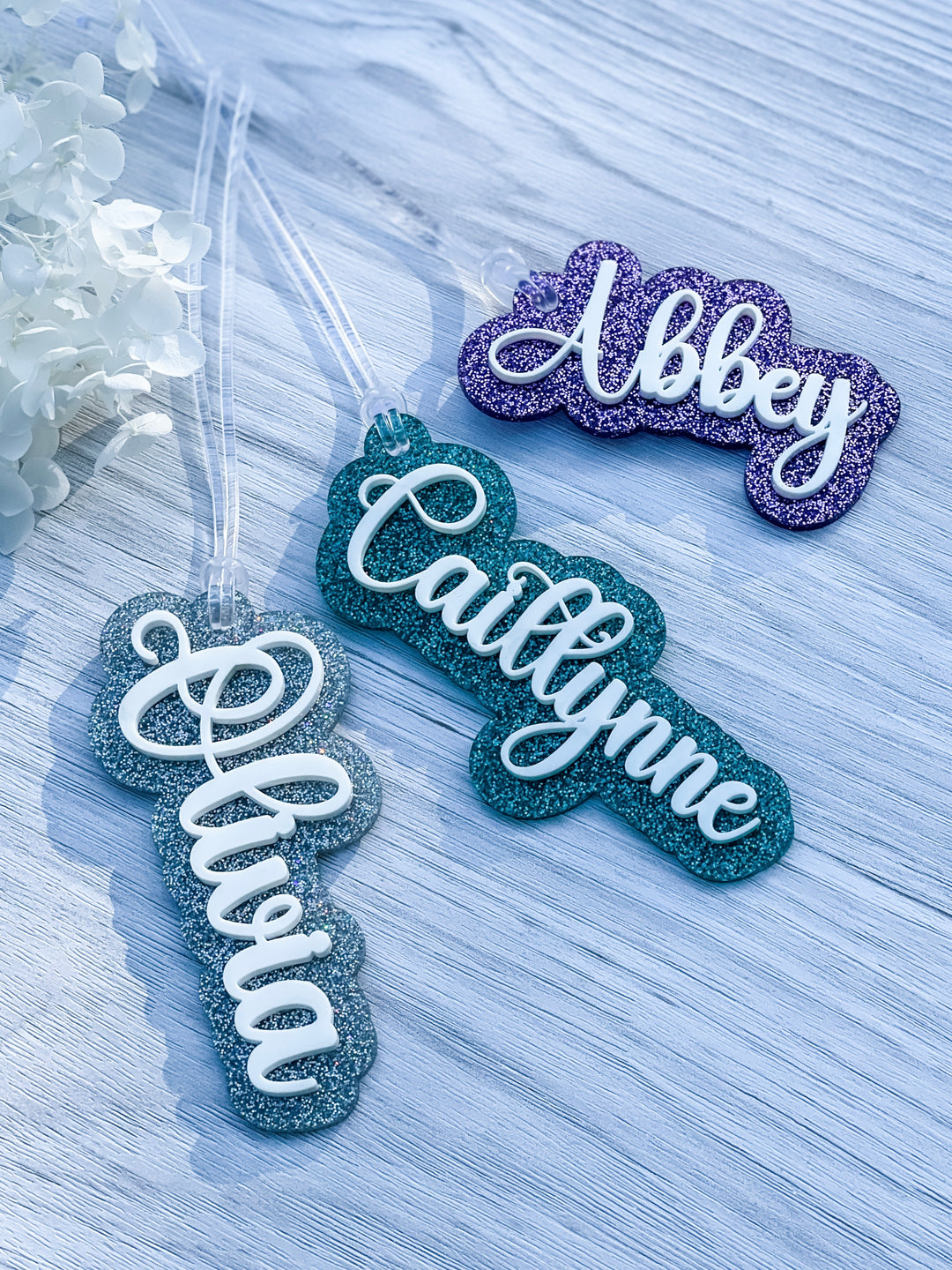 Layered Acrylic Bag Tags - Cursive Font Style