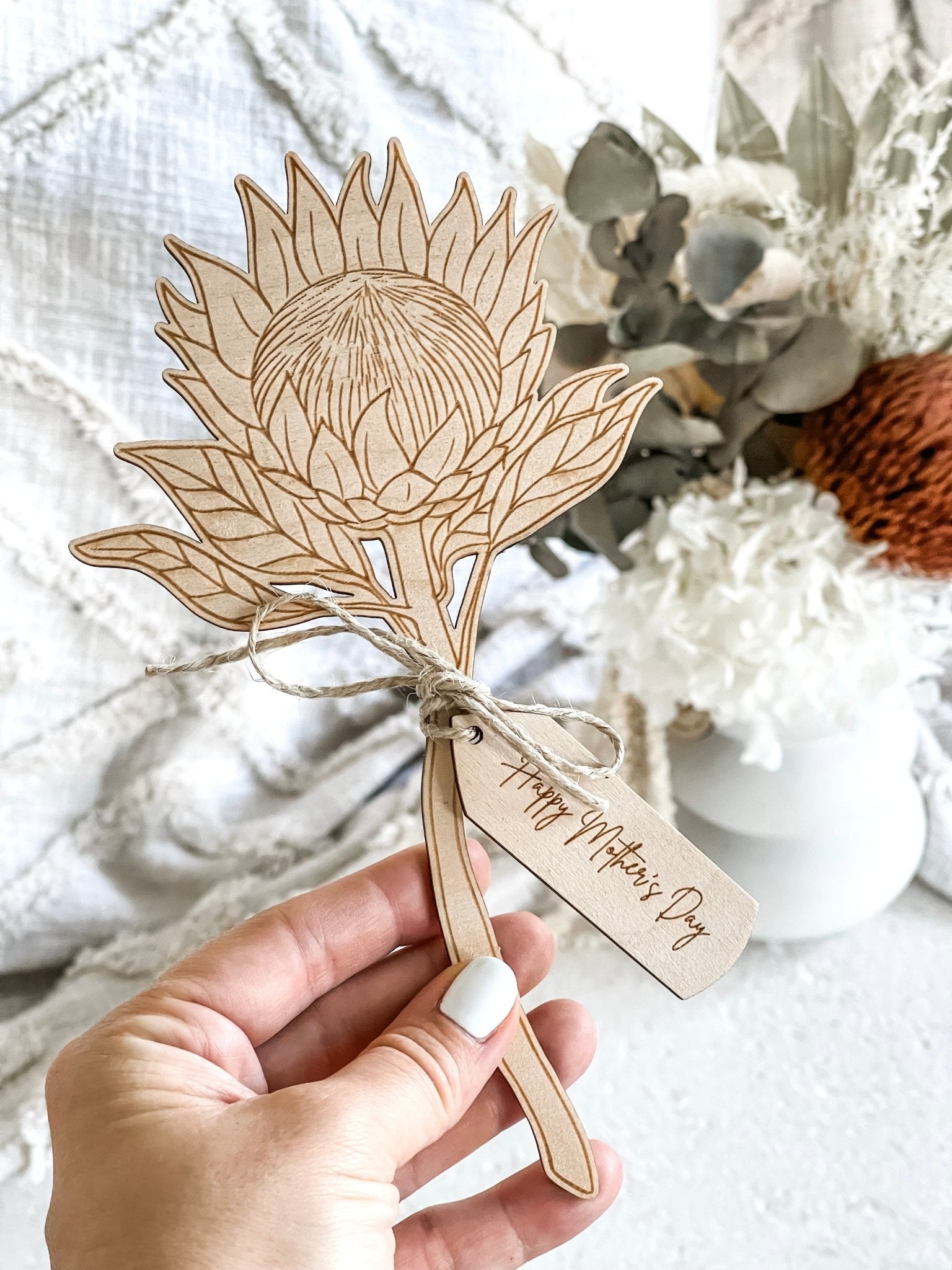 King Protea Flower with Tag - The Humble Gift Co.