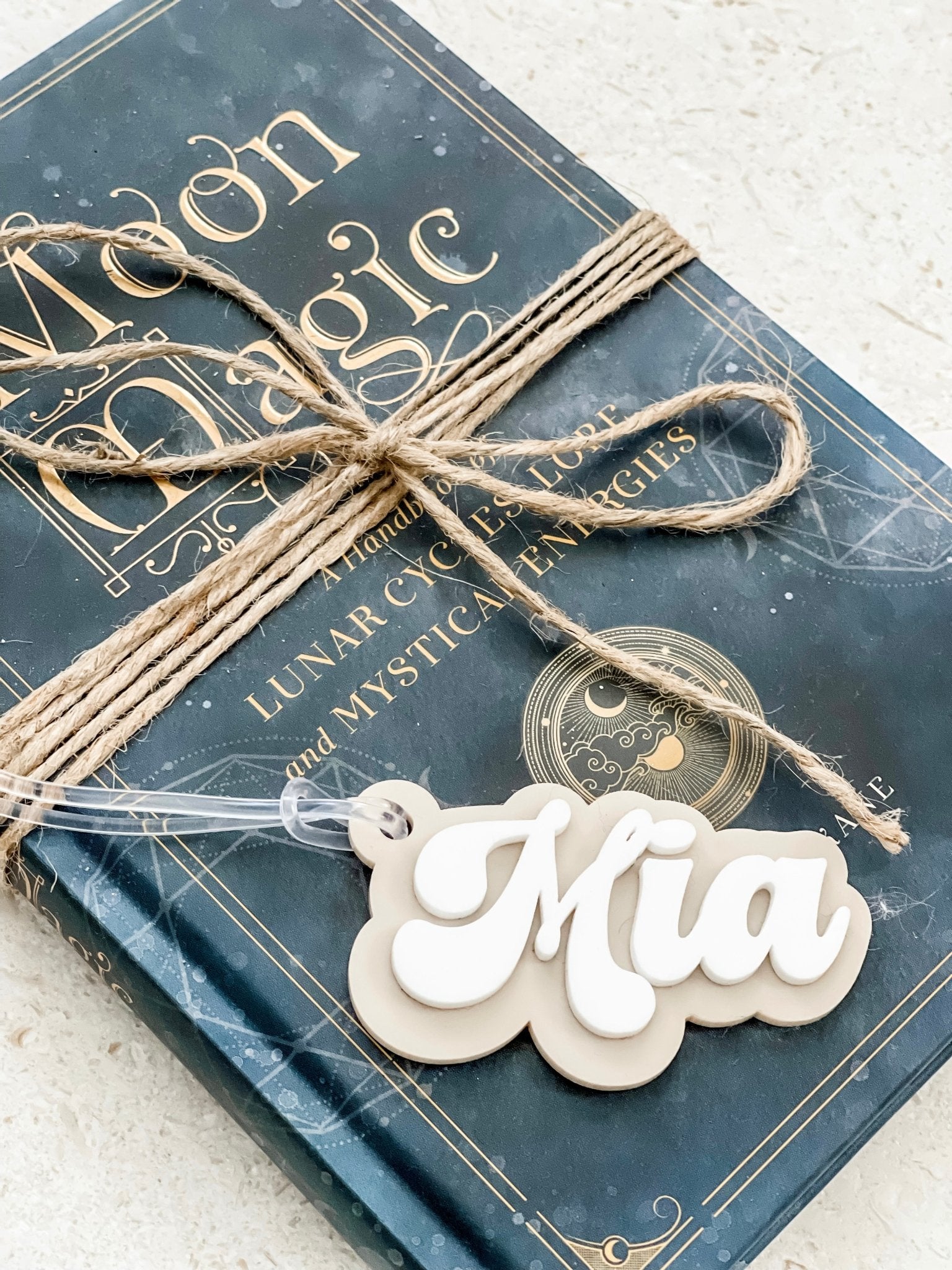 Layered Acrylic Bag Tags - Retro Font Style - The Humble Gift Co.