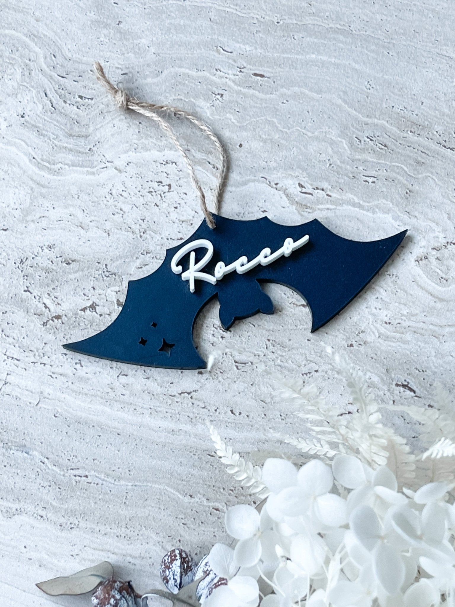 Layered Acrylic Halloween Bat Tag - The Humble Gift Co.