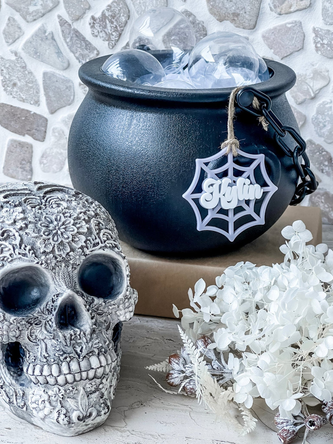 Layered Acrylic Halloween Spider Web Name Tag - The Humble Gift Co.