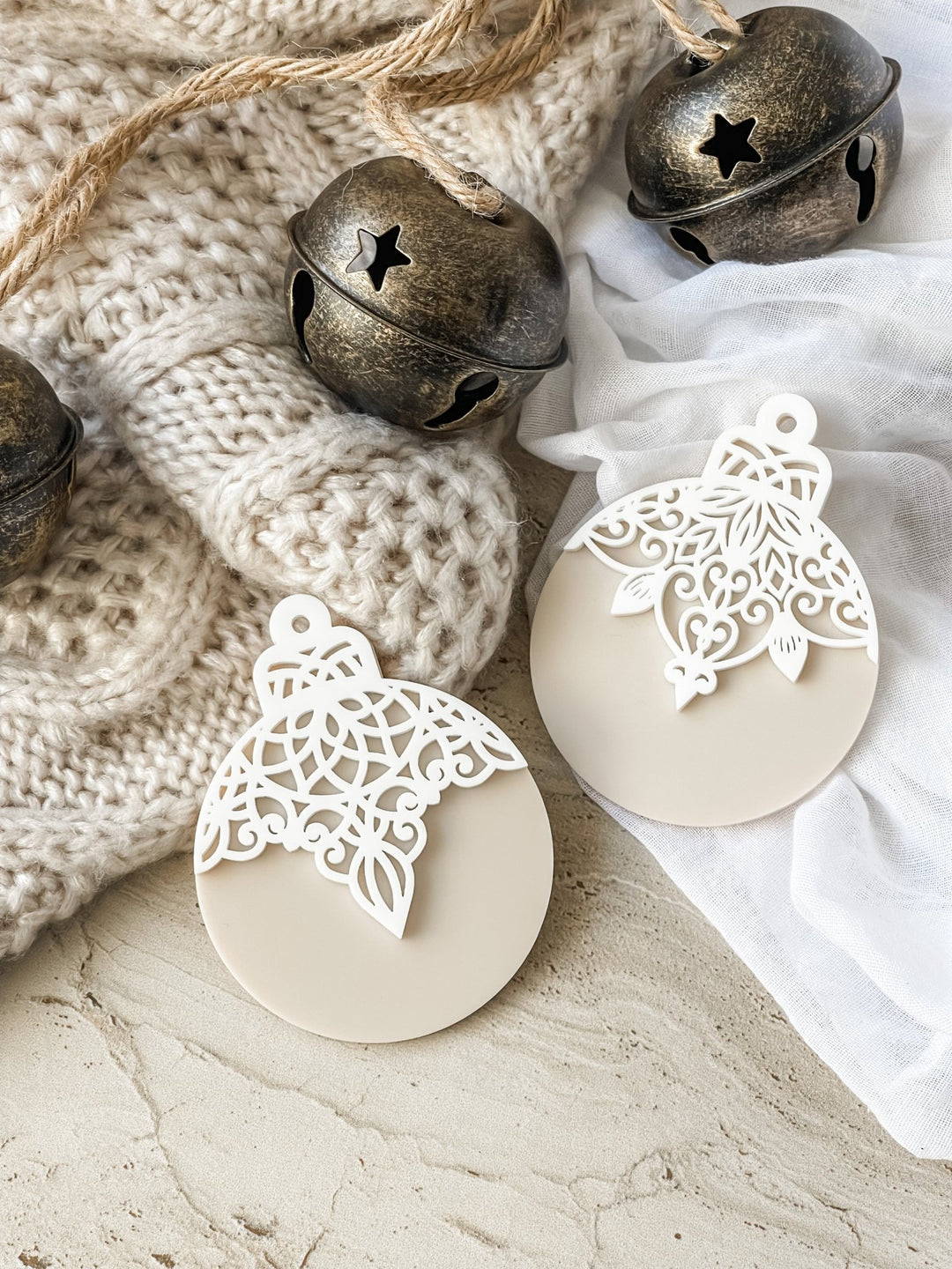 Layered Lace Look Ornament - Acrylic Base - The Humble Gift Co.