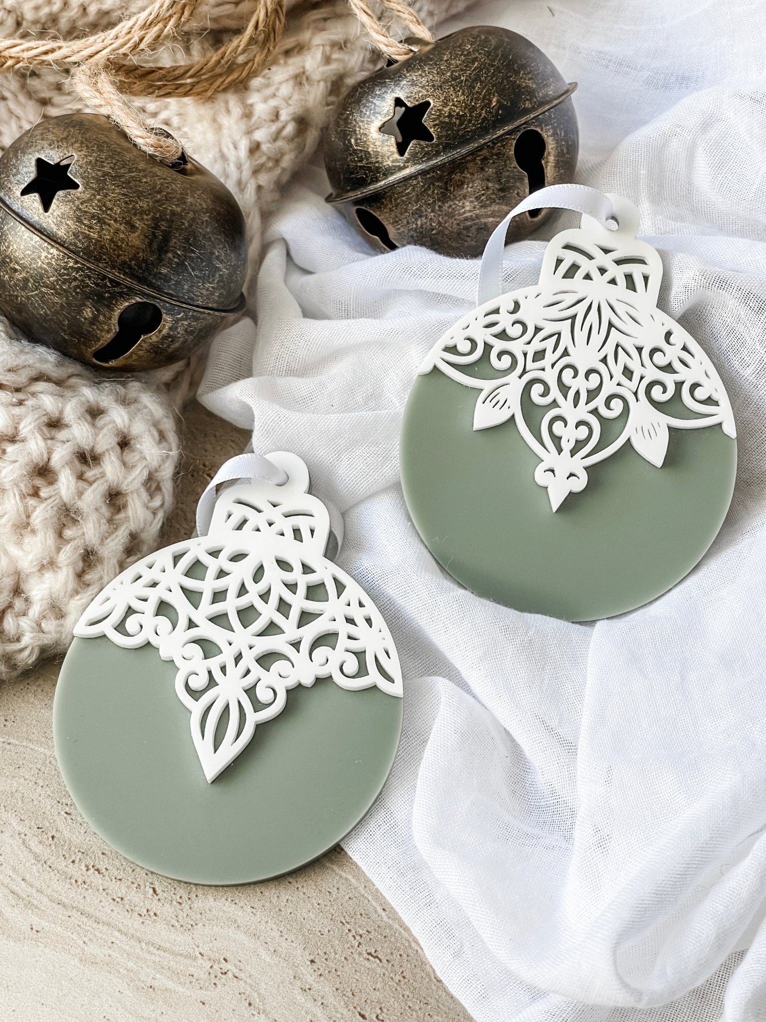 Layered Lace Look Ornament - Acrylic Base - The Humble Gift Co.