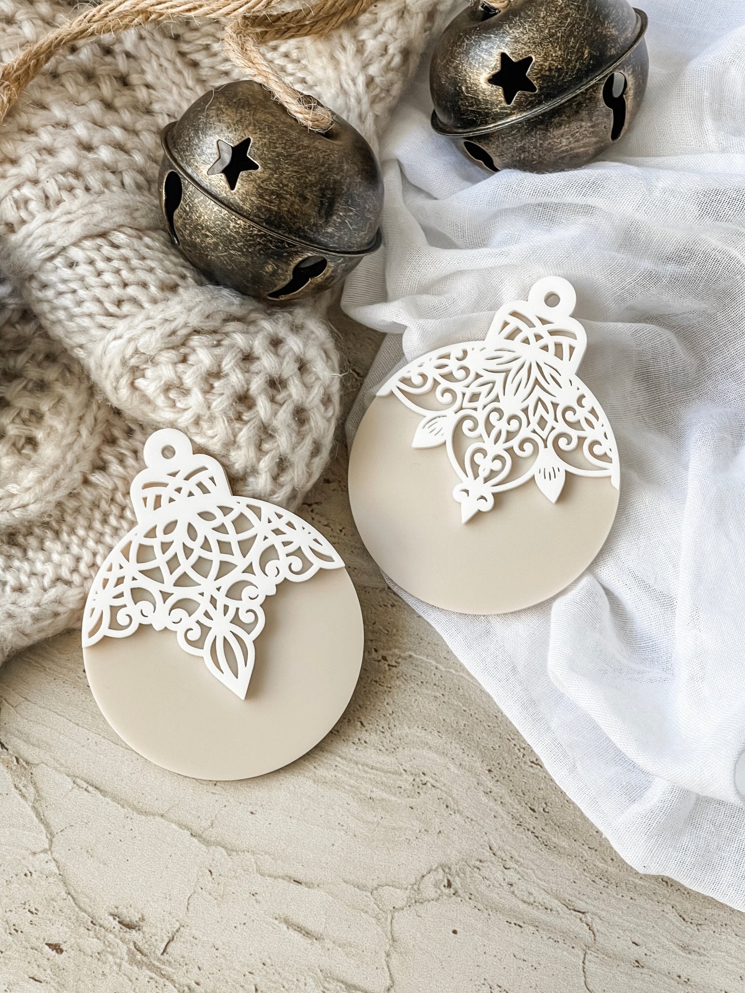 Layered Lace Look Ornament - Acrylic Base - The Humble Gift Co.