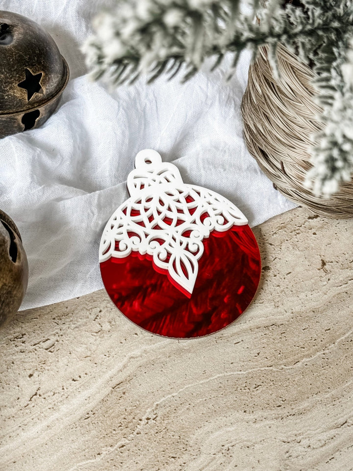 Layered Lace Look Ornament - Mirror Acrylic Base - The Humble Gift Co.